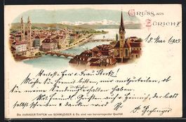 Litho Zürich, Teilansicht mit Kirche un