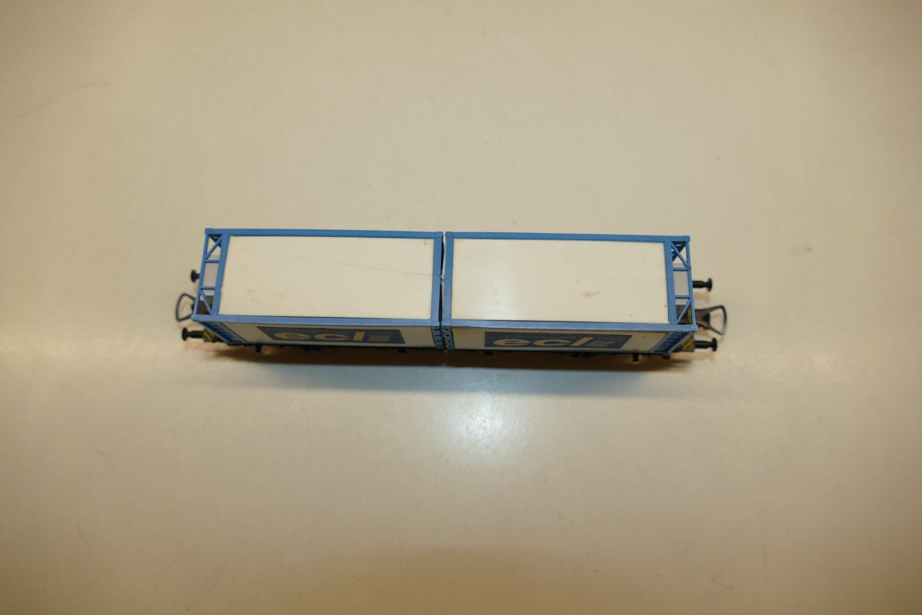 Modellini di ferrovie: Röwa H0: RIV Containerwagen Eurocontainer ECL Lines – Usato da Niederhasli venduto da rail-duerst 4