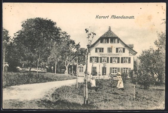 Cartoline postali: AK Abendsmatt, Kurhaus mit Besuchern – Usato da Berlin venduto da bartko-reher