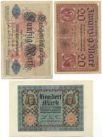Deutschland 1, 5, 20, 50, 100 Mark 1914 - 1920