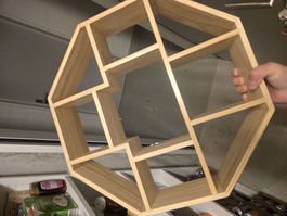 Wandregal Holz sechseckig natur neu