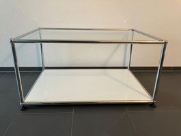 USM-Couchtischli,Weiss, Glas/chrom, 750x500