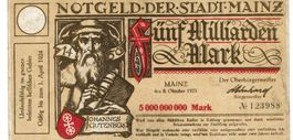 Mainz 5 Mrd.Mark Prägestempel weiss 08.10.1923 SS+-SS++
