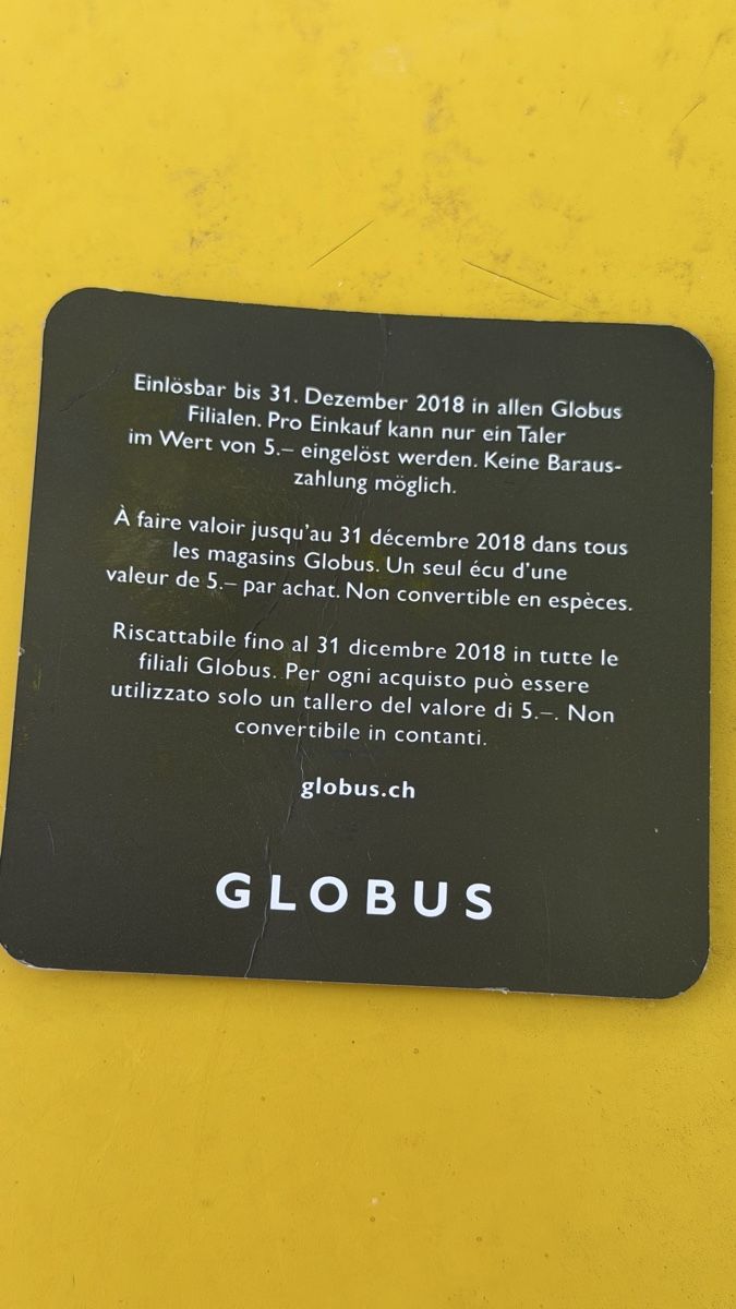 Tutti le monete: Globus Geschenkmünze 5 Franken – Usato da Riedholz venduto da Frettchen63 2