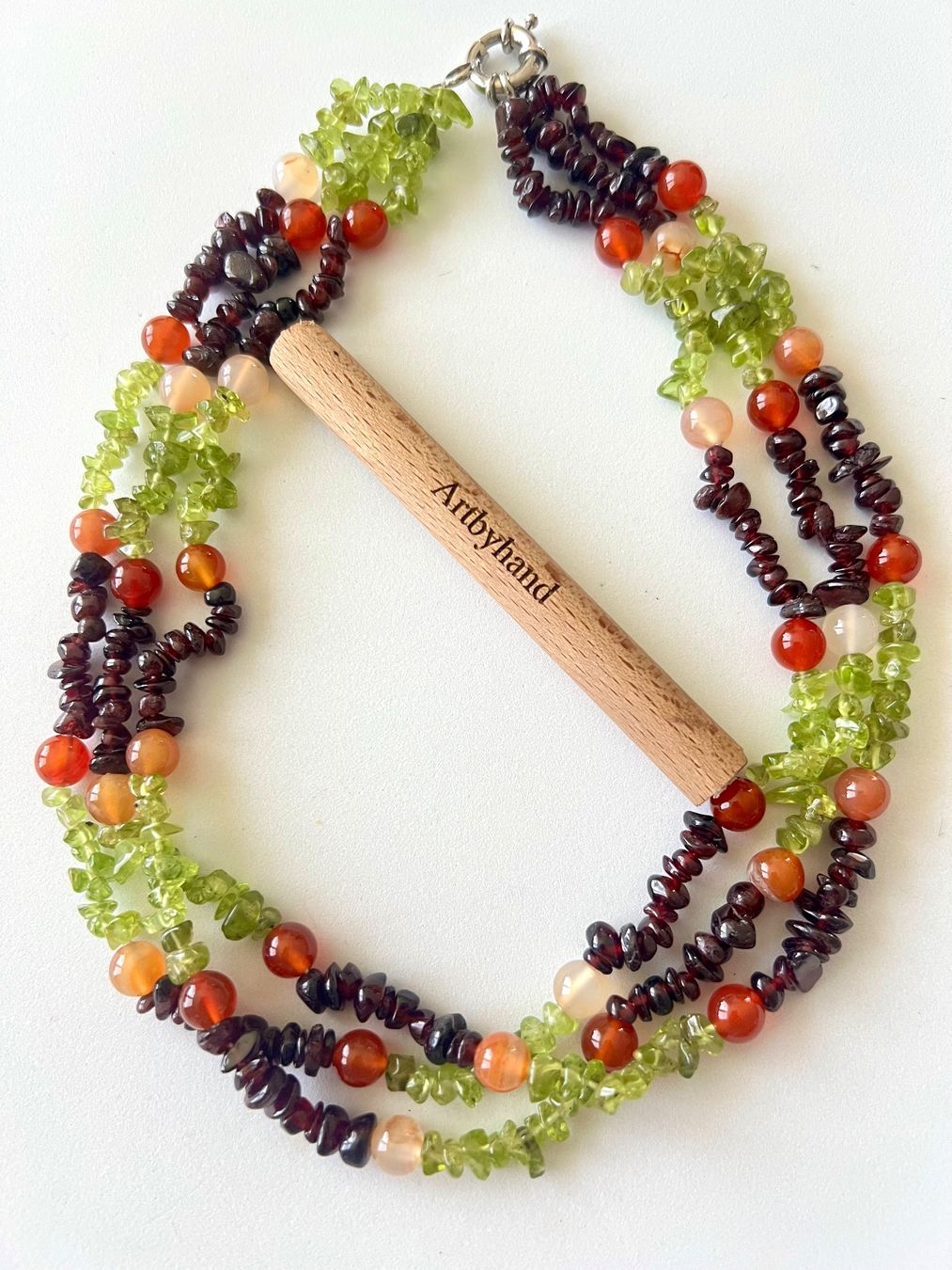 Ketten: Unikat Statement-Collier Peridot, Granat & Karneol - Silber – Gebraucht aus Ruswil von artbyhand 6