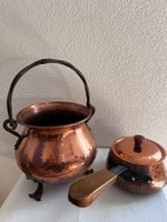 Vintage Kupfer Set Kessel & Stieltopf handgehämmert verzinnt