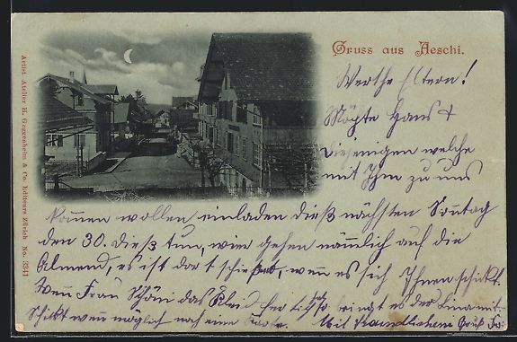 Cartoline postali: Mondschein-AK Aeschi, Strassenpartie im  – Usato da Berlin venduto da bartko-reher