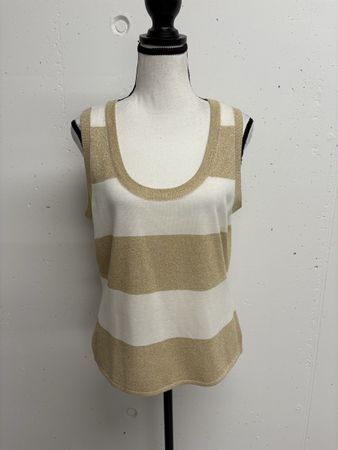 Elegance Top gestreift Gr. 42 Gold Glitzer ärmellos