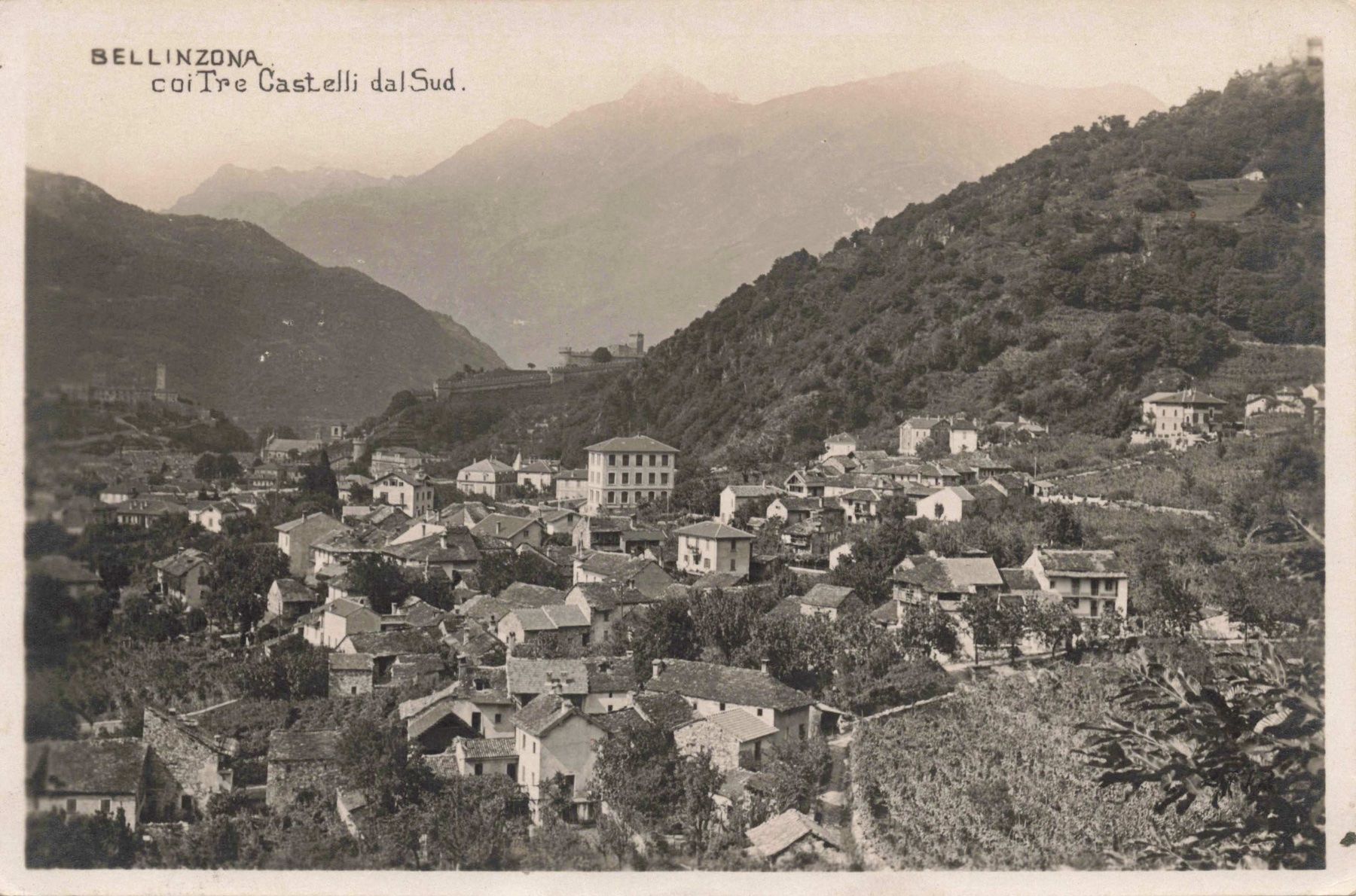 Cartoline postali: Bellinzona con i tre castelli dal sud – Usato da Biasca venduto da Blenio71