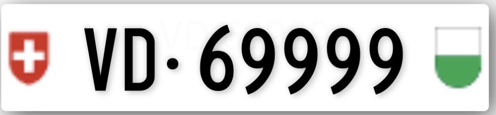 Ecriteaux: Plaque VD 69999 – Neuf (Voir description) à Territet par Quentinrs18