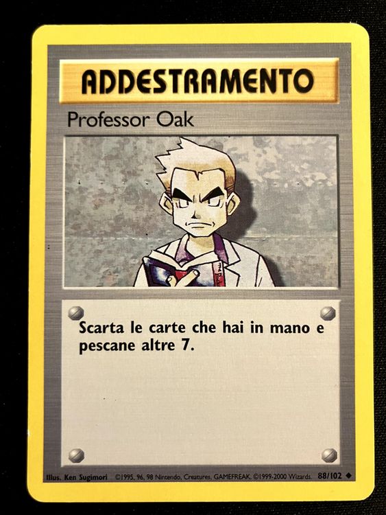 Pokemon Base Set Professor Oak Card - 88/102 Uncommon - Unlimited Edition -  Near Mint Condition