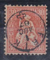 Schweiz 1862; 30 Rp. Sitzende Helvetia - 1. Aug. 1867 Frick