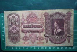 currency banknote ungarn 100 pengö 1930