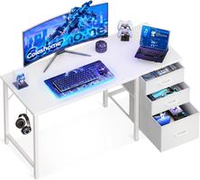 Schreibtisch mit 3 Schubladen Computertisch 120cm Weiss