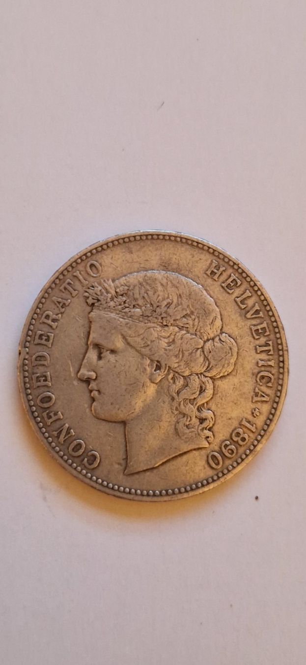 Tutti le monete: Schweizer 5 Franken Münze 1890 – Usato da Agarn venduto da weiche1967