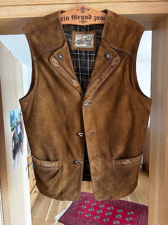 Trachtenweste Herren - Ärmellose Lederweste Für Oktoberfest & Hochzeit