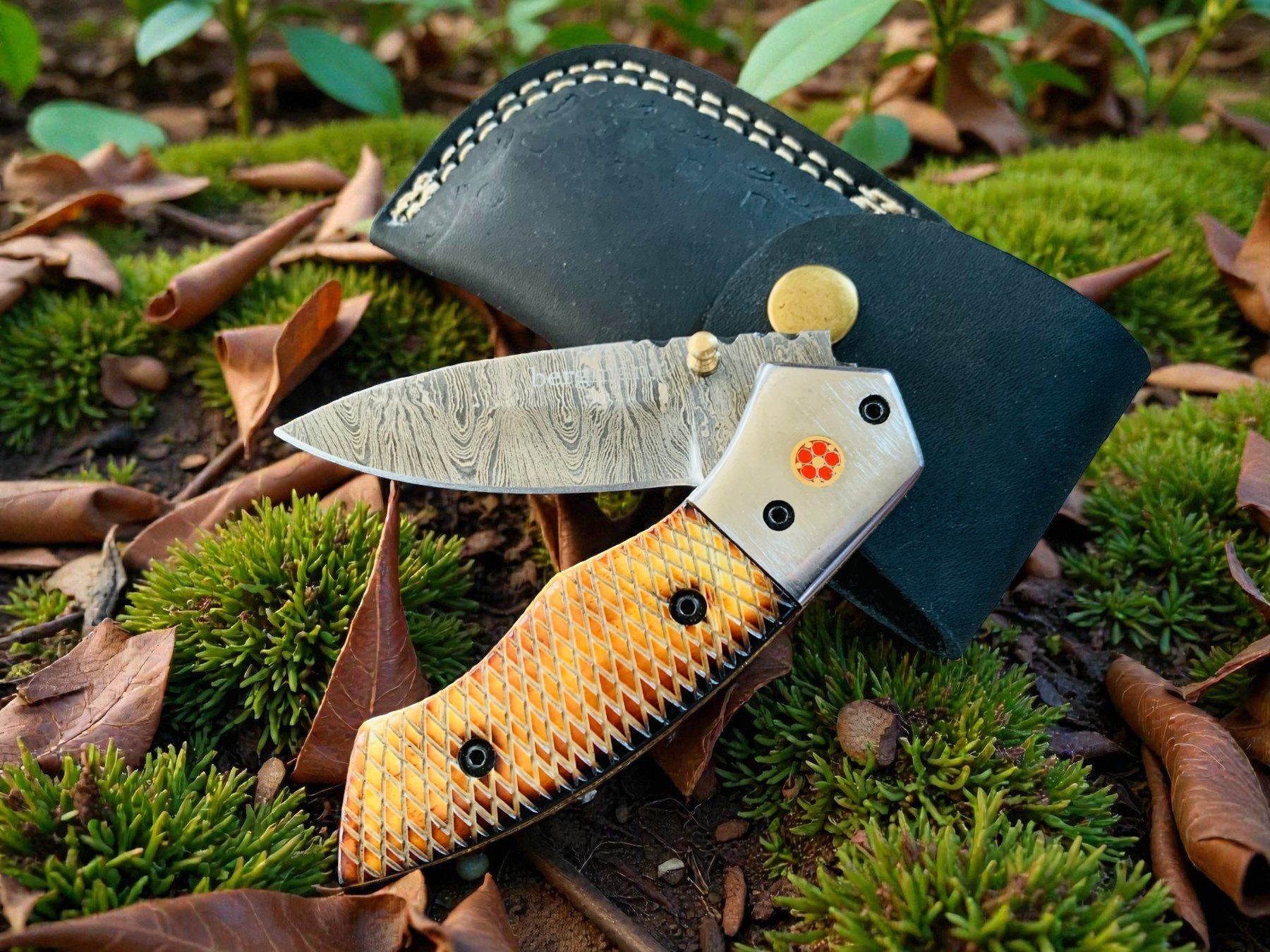 Coltelli tascabile: Damast Messer Klappmesser HANDMADE 19cm bergmann No. 01 – Nuovo e nell'imballaggio originale da Bergdietikon venduto da shopAgent 3