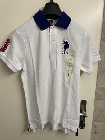 US Polo Assn. Polo Shirt - White, Blue, Red - Size S