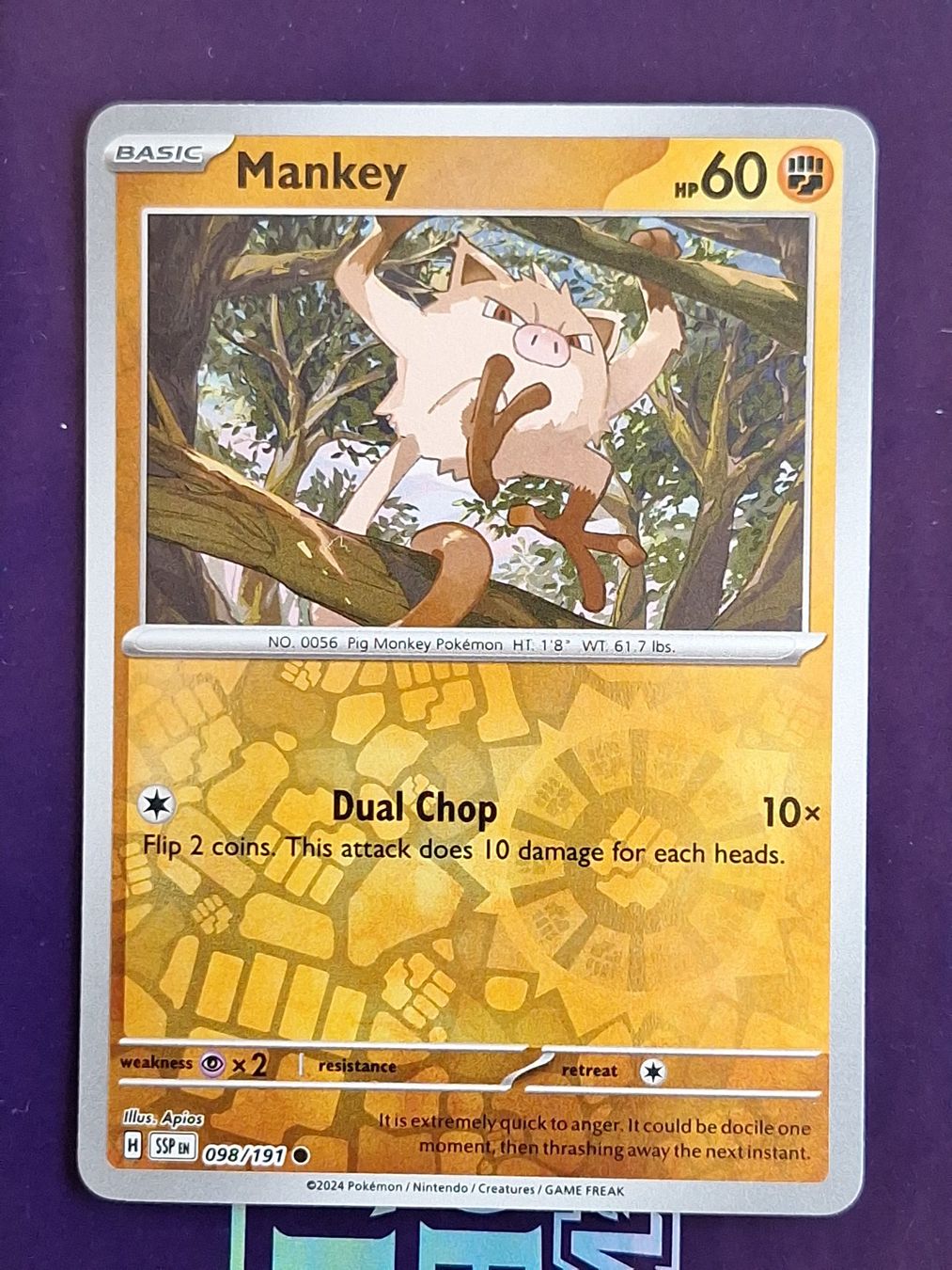 Pokémon Sammelbilder & Trading cards: Mankey - Reverse Holo - Pokemon Surging Sparks – Gebraucht aus Altstätten SG von GGsGameshop
