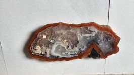 Red Agate Slice with Quartz Druzy Specimen