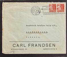 BALLY Bandfabrik Schönenwerd Schweiz Brief 1941 Marke Dänema