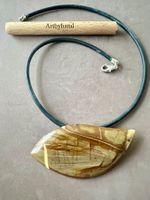 8.5cm XL Jaspis Silber gefasst Kautschuk Statement Collier