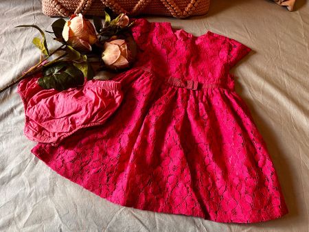 Sweet fushia pink lace dress 9-12 months 71-74cm