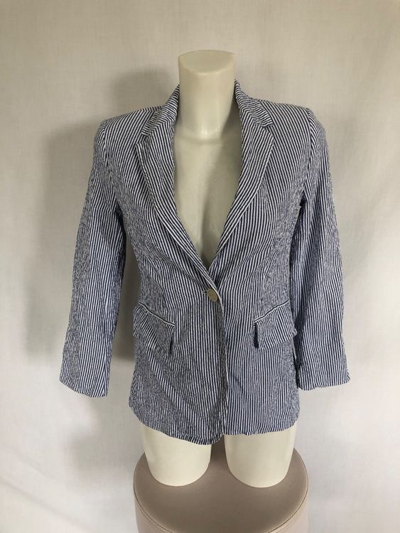 Blazer J.Crew Bleu Rayé 100% Coton - Taille 0 - Occasion Très Bon état