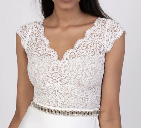 Piqyourdress LEA - Ivory Flower Lace - Kurzarm Brautbody XL