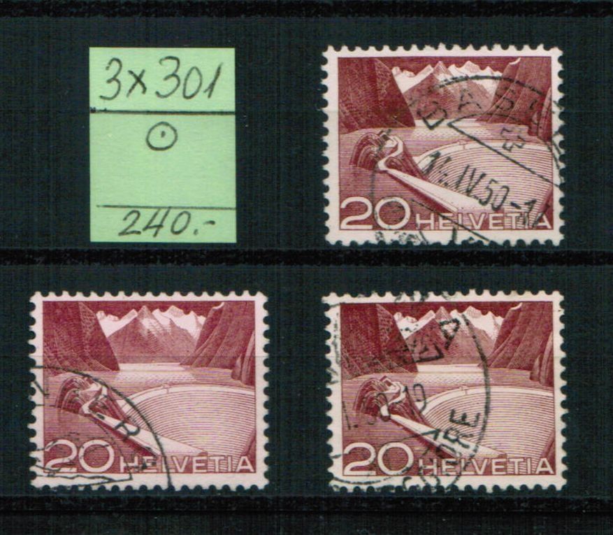 Tutti i francobolli: 3 x Nr. 301 gestempelt – Usato da Bern venduto da peri02