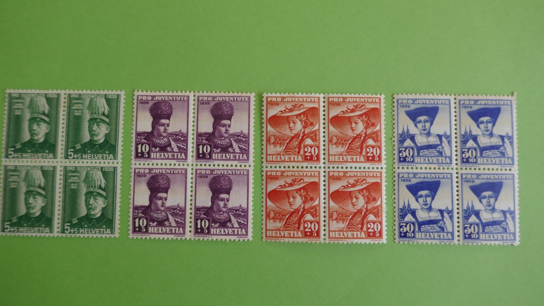 Alle Briefmarken: 4er Block Pro Juventute 1939 Trachtenbilder – Gebraucht aus Oberriet SG von ret_7j2k
