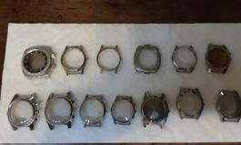 13 carrures de montre chronographe vintage  lire détails