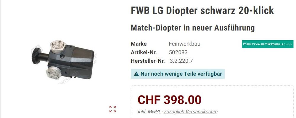 Fwb Feinwerkbau Diopter Klick Kaufen Auf Ricardo