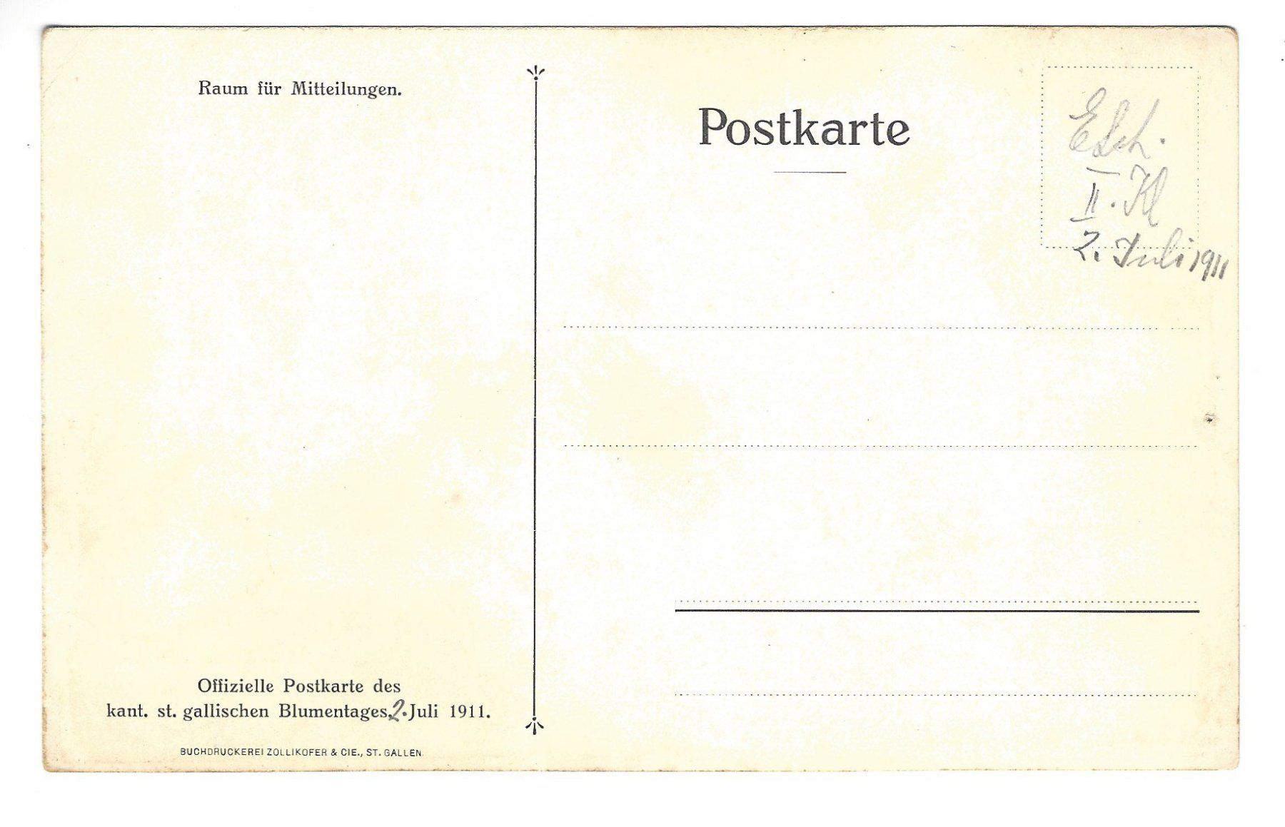 Cartoline postali: St. Galler Kantonaler Blumentag Postkarte 1911 – Usato da Frauenfeld venduto da Astra13 1