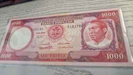 1000 Ekuele Guinea Ecuatorial Banco Popular Banknote 1975