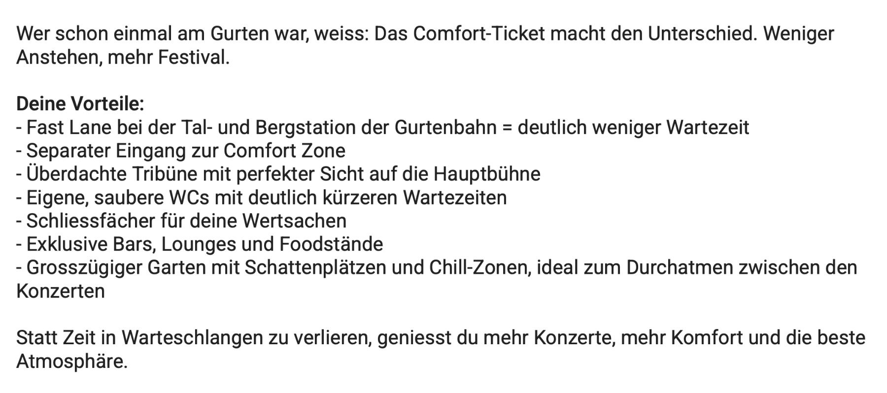 Biglietti: Gurtenfestival Comfort Ticket MI / DO / FR / SA – Nuovo (secondo la descrizione) da Brügg BE venduto da fabrice.p 1
