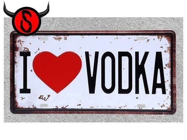 Insegne: Blechschild – I LOVE VODKA – Nuovo e nell'imballaggio originale da Buchs SG venduto da Skullep