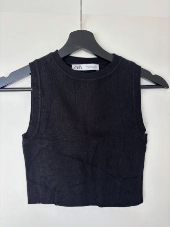 Zara black ribbed crop top sleeveless knit tank size S