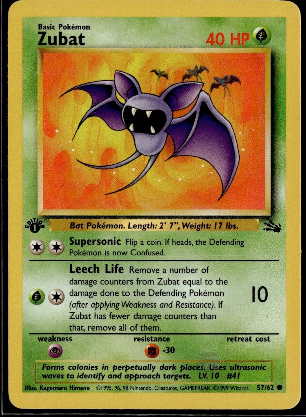 Pokémon Carte collezionabili: Zubat 57/62 Fossil 1st Edition – Usato da Zürich venduto da pokemon_cards