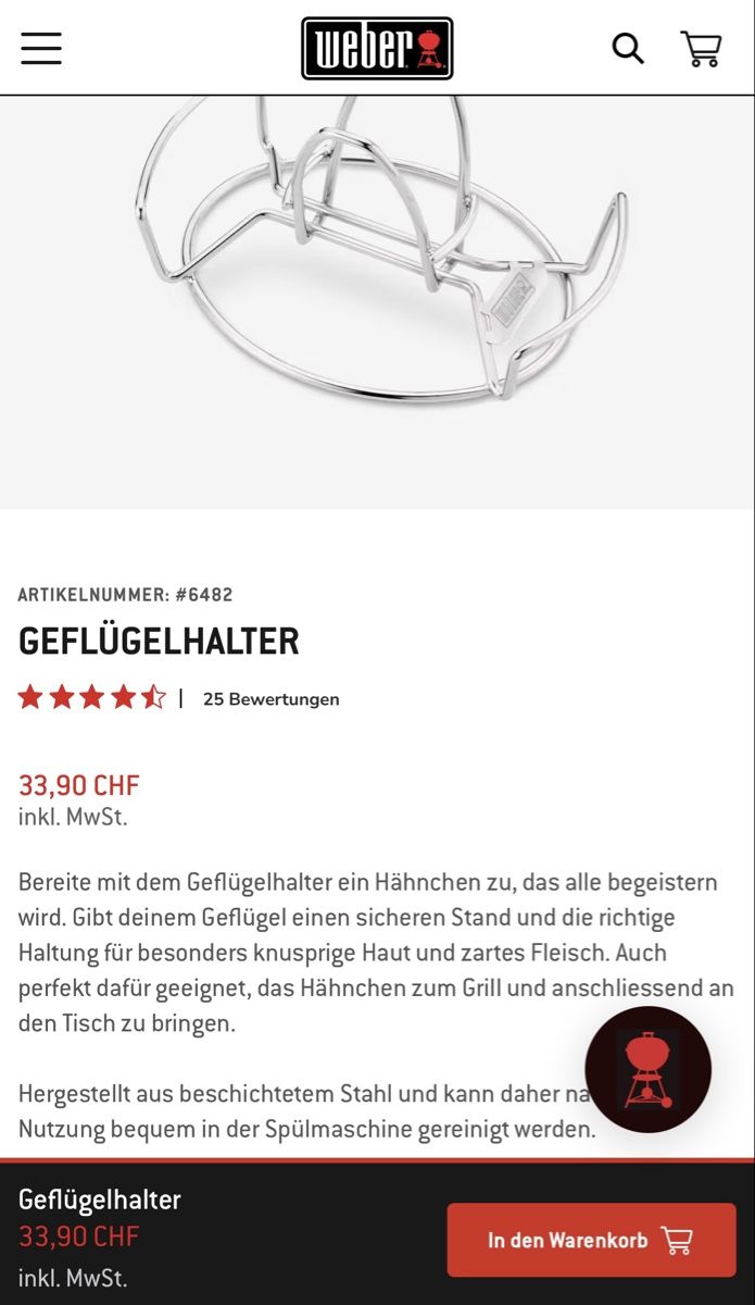 Weber Griglie: Geflügelhalter, Weber – Usato da Spreitenbach venduto da R_1691 5