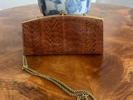 Vintage Snakeskin Clutch with Chain Strap - Perfect!