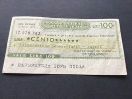 NOTGELD Italia 100 Lire Banca del Veneto 23 März 1976