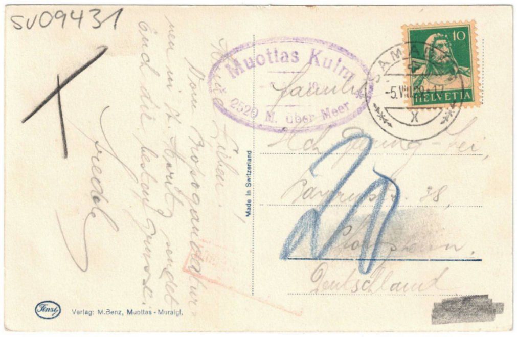 Cartoline postali: St. Moritz - Standseilbahn Muottas Muragl Bergstation – Usato da Binningen venduto da Mountainrider 1
