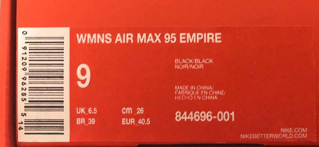 Scarpe da uomo: Vend paire de Nike air Max 95 Empire Neuve Noire – Usato da Blonay venduto da Jmt02 4