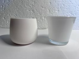 Deko-Blumentopf Set (Weiss / Glas & Keramik)