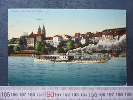 BASEL 1911  RHEINRADDAMPFER VOR MÜNSTER + PFALZ BS AK