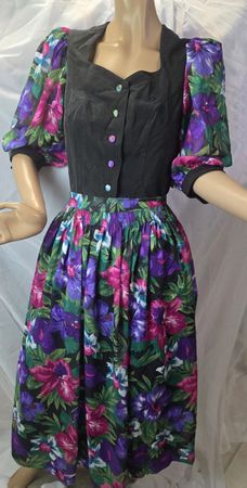 ISOLA Trachtenkleid Gr. 38 Schwarz / Bunt  NEU