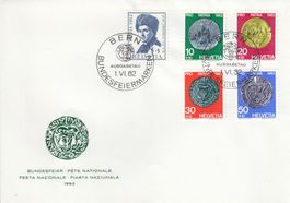 1962 B108-112 Pro Patria JJ Rousseau alte CH Münzen FDC
