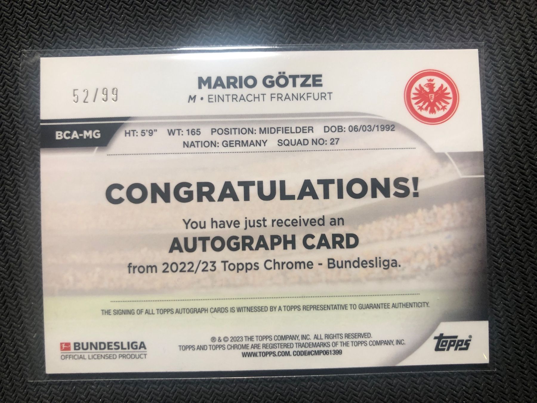 Topps Carte collezionabili: Topps Chrome Mario Götze autogramm /99 – Usato da Wangenried venduto da Garagara 1