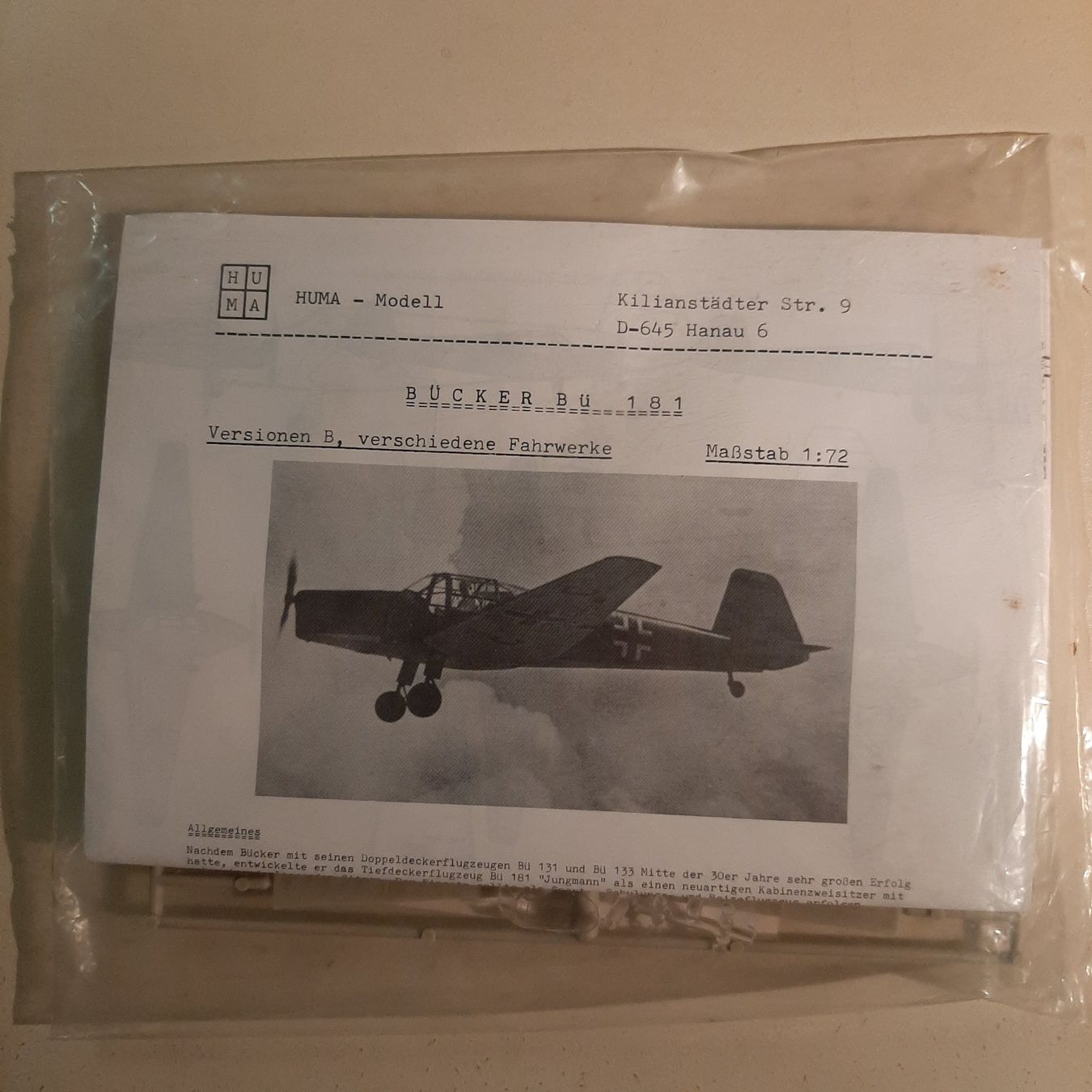 Kits de montage: 3619 ... Bücker 181 Bestmann ... Huma 0181 – D'occasion à Bonstetten par Benibanny59